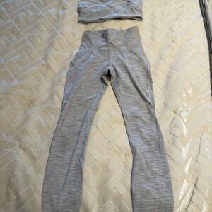 Lululemon Light Gray High-Waist Leggings and Matching Set